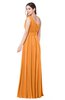 ColsBM Lorrin Orange Bridesmaid Dresses Sleeveless Zipper Simple Asymmetric Neckline Floor Length Ruching