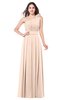 ColsBM Lorrin Peach Puree Bridesmaid Dresses Sleeveless Zipper Simple Asymmetric Neckline Floor Length Ruching