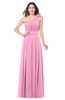 ColsBM Lorrin Pink Bridesmaid Dresses Sleeveless Zipper Simple Asymmetric Neckline Floor Length Ruching
