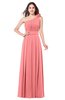 ColsBM Lorrin Shell Pink Bridesmaid Dresses Sleeveless Zipper Simple Asymmetric Neckline Floor Length Ruching