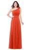 ColsBM Lorrin Tangerine Tango Bridesmaid Dresses Sleeveless Zipper Simple Asymmetric Neckline Floor Length Ruching