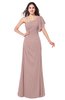 ColsBM Marisol Blush Pink Bridesmaid Dresses Sheath Asymmetric Neckline Short Sleeve Glamorous Zipper Floor Length