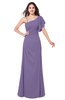 ColsBM Marisol Chalk Violet Bridesmaid Dresses Sheath Asymmetric Neckline Short Sleeve Glamorous Zipper Floor Length