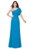 ColsBM Marisol Cornflower Blue Bridesmaid Dresses Sheath Asymmetric Neckline Short Sleeve Glamorous Zipper Floor Length