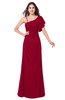 ColsBM Marisol Dark Red Bridesmaid Dresses Sheath Asymmetric Neckline Short Sleeve Glamorous Zipper Floor Length