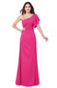 ColsBM Marisol Fandango Pink Bridesmaid Dresses Sheath Asymmetric Neckline Short Sleeve Glamorous Zipper Floor Length
