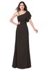 ColsBM Marisol Fudge Brown Bridesmaid Dresses Sheath Asymmetric Neckline Short Sleeve Glamorous Zipper Floor Length