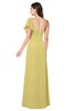 ColsBM Marisol Misted Yellow Bridesmaid Dresses Sheath Asymmetric Neckline Short Sleeve Glamorous Zipper Floor Length