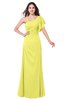 ColsBM Marisol Pale Yellow Bridesmaid Dresses Sheath Asymmetric Neckline Short Sleeve Glamorous Zipper Floor Length