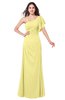 ColsBM Marisol Pastel Yellow Bridesmaid Dresses Sheath Asymmetric Neckline Short Sleeve Glamorous Zipper Floor Length