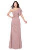 ColsBM Marisol Silver Pink Bridesmaid Dresses Sheath Asymmetric Neckline Short Sleeve Glamorous Zipper Floor Length