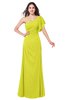 ColsBM Marisol Sulphur Spring Bridesmaid Dresses Sheath Asymmetric Neckline Short Sleeve Glamorous Zipper Floor Length