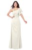ColsBM Marisol Whisper White Bridesmaid Dresses Sheath Asymmetric Neckline Short Sleeve Glamorous Zipper Floor Length