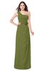 ColsBM Selby Olive Green Bridesmaid Dresses Floor Length Sheath Flower Zip up Modern Sleeveless