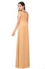ColsBM Jazlyn Apricot Bridesmaid Dresses Elegant Floor Length Half Backless Asymmetric Neckline Sleeveless Flower