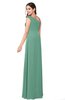 ColsBM Jazlyn Beryl Green Bridesmaid Dresses Elegant Floor Length Half Backless Asymmetric Neckline Sleeveless Flower