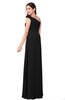 ColsBM Jazlyn Black Bridesmaid Dresses Elegant Floor Length Half Backless Asymmetric Neckline Sleeveless Flower