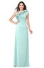 ColsBM Jazlyn Blue Glass Bridesmaid Dresses Elegant Floor Length Half Backless Asymmetric Neckline Sleeveless Flower