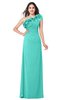 ColsBM Jazlyn Blue Turquoise Bridesmaid Dresses Elegant Floor Length Half Backless Asymmetric Neckline Sleeveless Flower