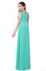 ColsBM Jazlyn Blue Turquoise Bridesmaid Dresses Elegant Floor Length Half Backless Asymmetric Neckline Sleeveless Flower