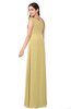 ColsBM Jazlyn Gold Bridesmaid Dresses Elegant Floor Length Half Backless Asymmetric Neckline Sleeveless Flower