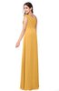 ColsBM Jazlyn Golden Cream Bridesmaid Dresses Elegant Floor Length Half Backless Asymmetric Neckline Sleeveless Flower