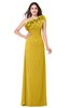 ColsBM Jazlyn Lemon Curry Bridesmaid Dresses Elegant Floor Length Half Backless Asymmetric Neckline Sleeveless Flower