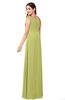 ColsBM Jazlyn Linden Green Bridesmaid Dresses Elegant Floor Length Half Backless Asymmetric Neckline Sleeveless Flower
