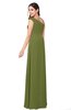 ColsBM Jazlyn Olive Green Bridesmaid Dresses Elegant Floor Length Half Backless Asymmetric Neckline Sleeveless Flower