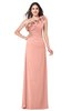 ColsBM Jazlyn Peach Bridesmaid Dresses Elegant Floor Length Half Backless Asymmetric Neckline Sleeveless Flower