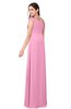 ColsBM Jazlyn Pink Bridesmaid Dresses Elegant Floor Length Half Backless Asymmetric Neckline Sleeveless Flower