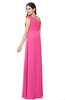ColsBM Jazlyn Rose Pink Bridesmaid Dresses Elegant Floor Length Half Backless Asymmetric Neckline Sleeveless Flower