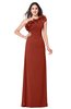 ColsBM Jazlyn Rust Bridesmaid Dresses Elegant Floor Length Half Backless Asymmetric Neckline Sleeveless Flower