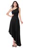 ColsBM Jewell Black Bridesmaid Dresses Asymmetric Ruching Plain Asymmetric Neckline Sleeveless Half Backless