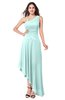 ColsBM Jewell Blue Glass Bridesmaid Dresses Asymmetric Ruching Plain Asymmetric Neckline Sleeveless Half Backless