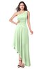 ColsBM Jewell Pale Green Bridesmaid Dresses Asymmetric Ruching Plain Asymmetric Neckline Sleeveless Half Backless