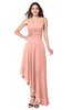 ColsBM Jewell Peach Bridesmaid Dresses Asymmetric Ruching Plain Asymmetric Neckline Sleeveless Half Backless