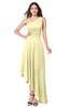 ColsBM Jewell Soft Yellow Bridesmaid Dresses Asymmetric Ruching Plain Asymmetric Neckline Sleeveless Half Backless