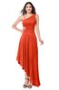 ColsBM Jewell Tangerine Tango Bridesmaid Dresses Asymmetric Ruching Plain Asymmetric Neckline Sleeveless Half Backless