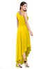 ColsBM Jewell Yellow Bridesmaid Dresses Asymmetric Ruching Plain Asymmetric Neckline Sleeveless Half Backless