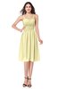 ColsBM Braidy Soft Yellow Bridesmaid Dresses Spaghetti A-line Half Backless Pleated Knee Length Modern