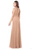 ColsBM Madisyn Almost Apricot Bridesmaid Dresses Sleeveless Half Backless Sexy A-line Floor Length V-neck