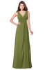 ColsBM Madisyn Olive Green Bridesmaid Dresses Sleeveless Half Backless Sexy A-line Floor Length V-neck