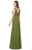 ColsBM Madisyn Olive Green Bridesmaid Dresses Sleeveless Half Backless Sexy A-line Floor Length V-neck