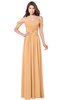 ColsBM Kaolin Apricot Bridesmaid Dresses A-line Floor Length Zip up Short Sleeve Appliques Gorgeous