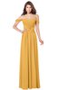 ColsBM Kaolin Golden Cream Bridesmaid Dresses A-line Floor Length Zip up Short Sleeve Appliques Gorgeous