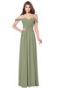 ColsBM Kaolin Moss Green Bridesmaid Dresses A-line Floor Length Zip up Short Sleeve Appliques Gorgeous