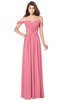 ColsBM Kaolin Watermelon Bridesmaid Dresses A-line Floor Length Zip up Short Sleeve Appliques Gorgeous