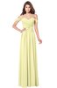 ColsBM Kaolin Wax Yellow Bridesmaid Dresses A-line Floor Length Zip up Short Sleeve Appliques Gorgeous