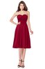 ColsBM Purdie Dark Red Bridesmaid Dresses A-line Strapless Half Backless Tea Length Sleeveless Gorgeous